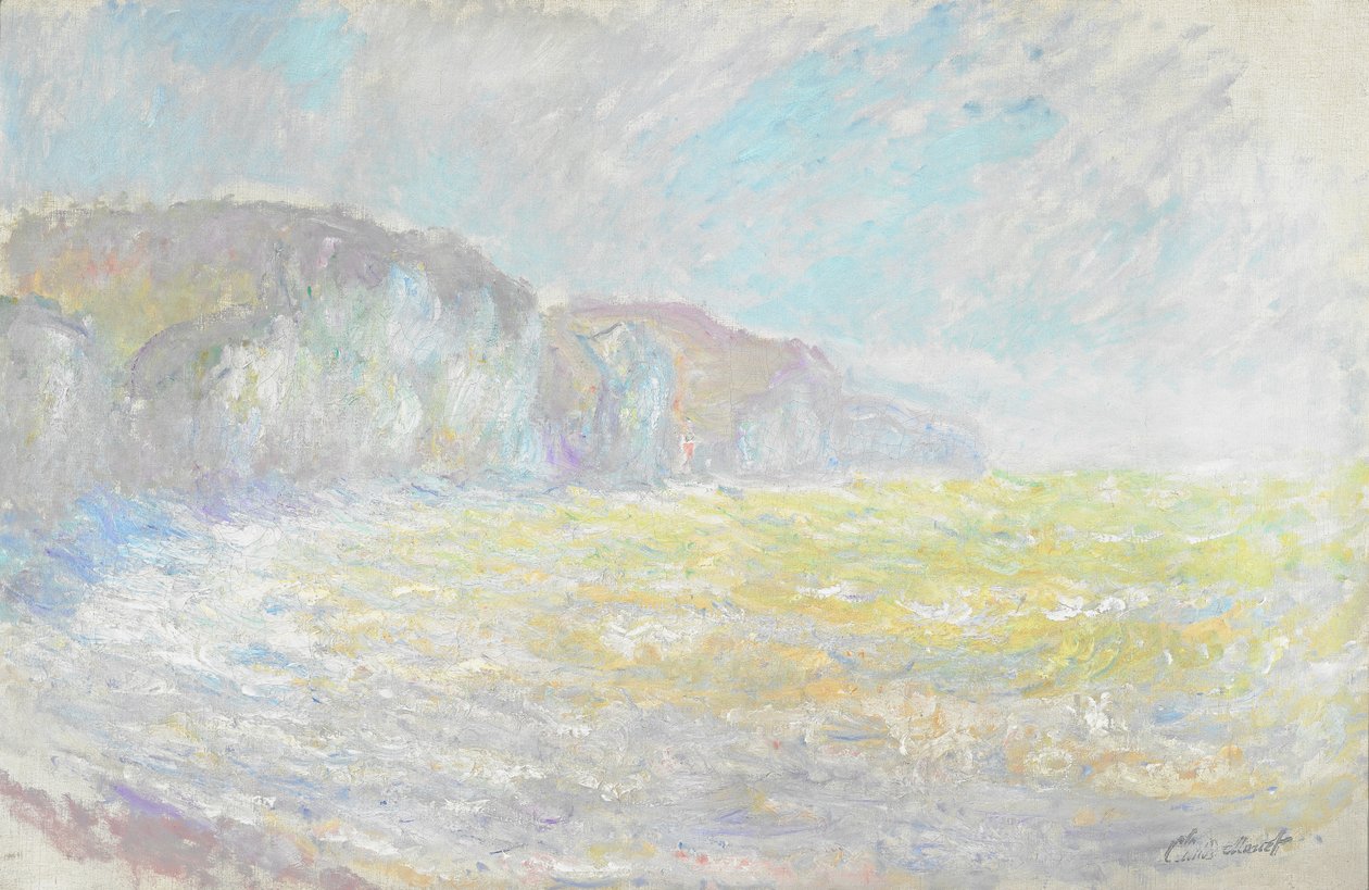 As falésias de Pourville, mar agitado de Claude Monet