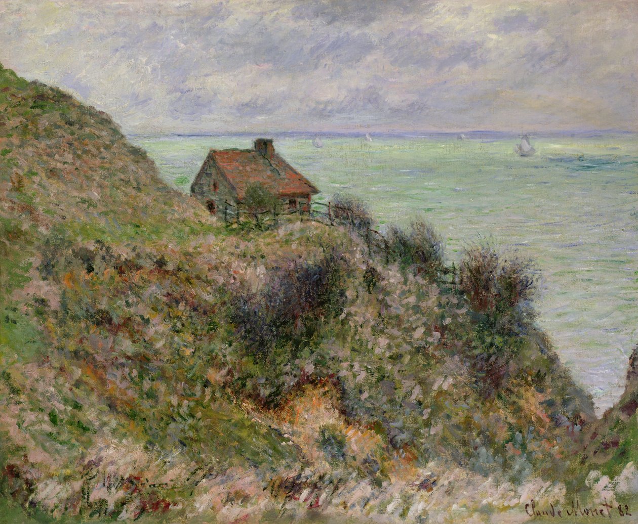 A cabana dos funcionários aduaneiros em Pourville, 1882 de Claude Monet