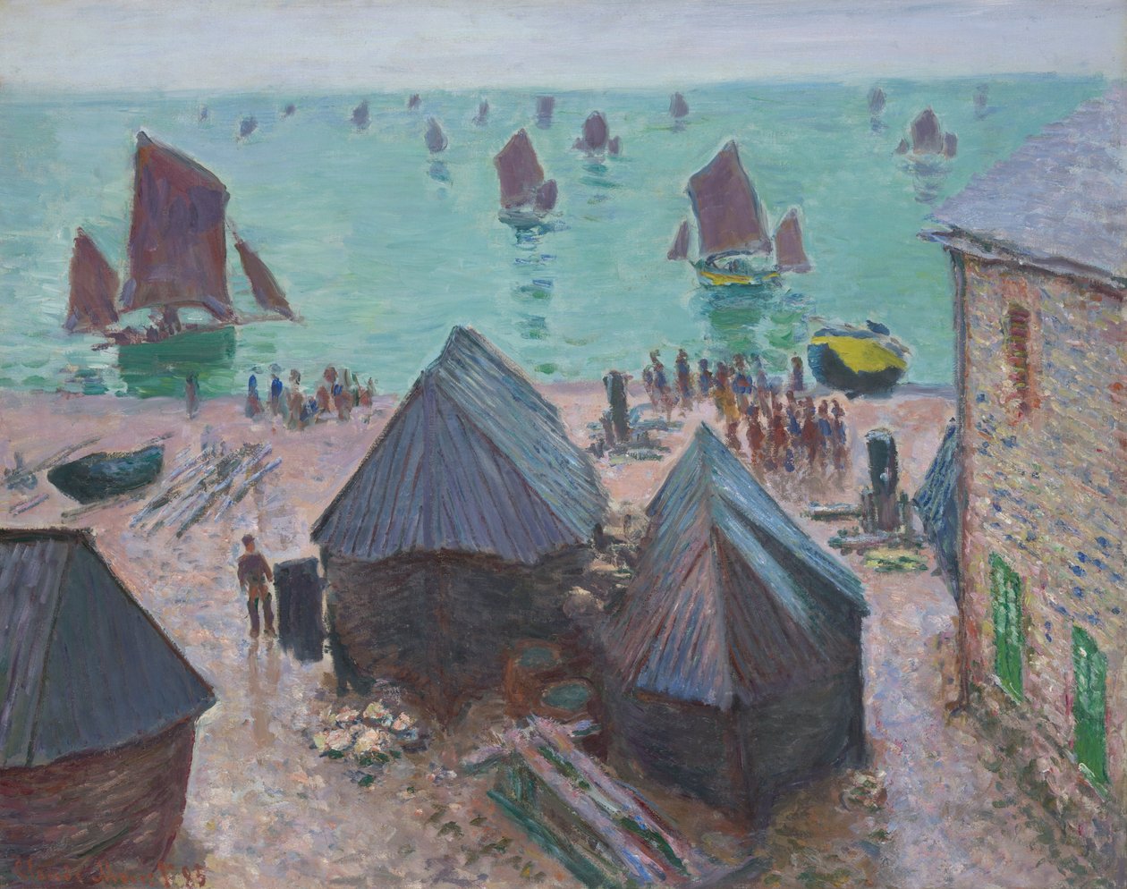 A partida dos barcos, Étretat de Claude Monet