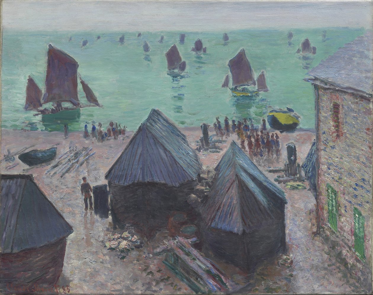 A partida dos barcos, Étretat, 1885 de Claude Monet