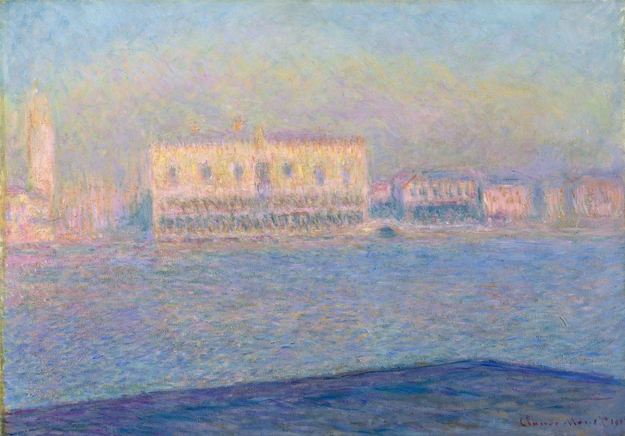 O Palácio dos Doges Visto de San Giorgio Maggiore, 1908 de Claude Monet