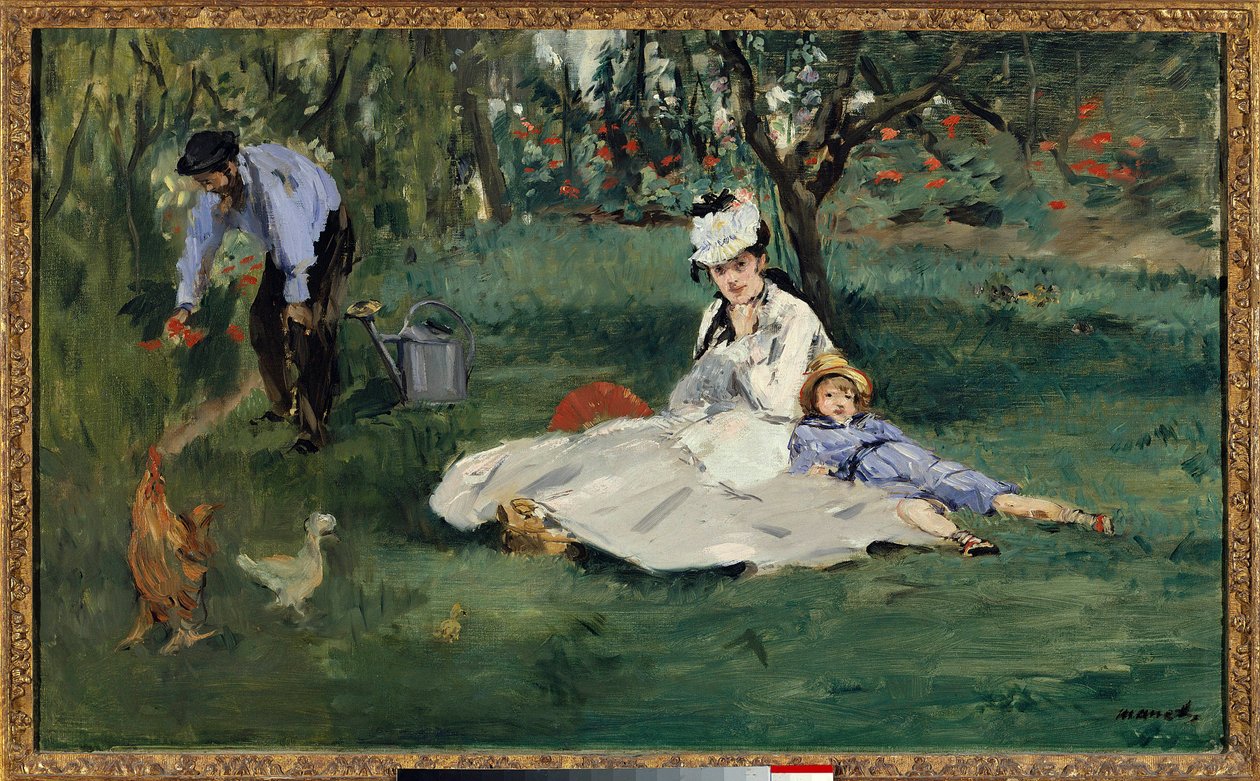 A família Monet no jardim de Claude Monet