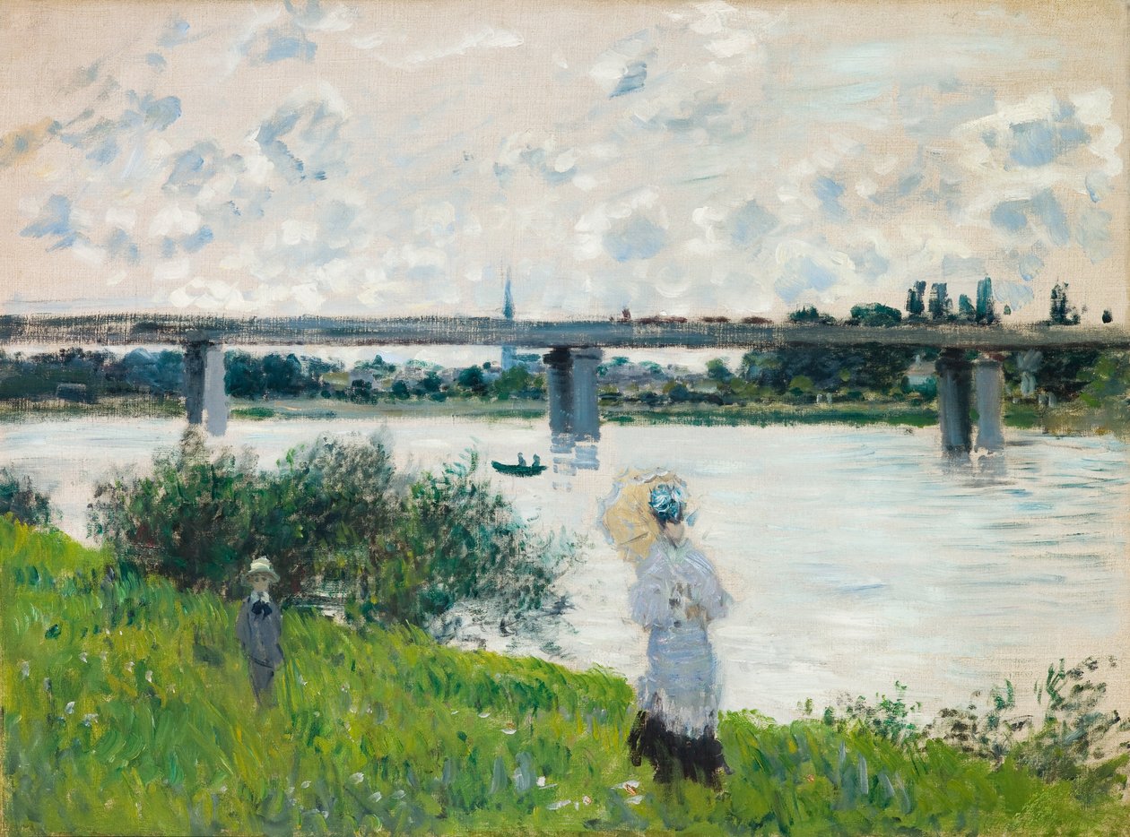 O passeio com a ponte ferroviária, Argenteuil de Claude Monet