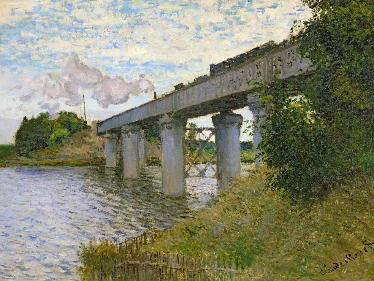 A ponte ferroviária em Argenteuil de Claude Monet