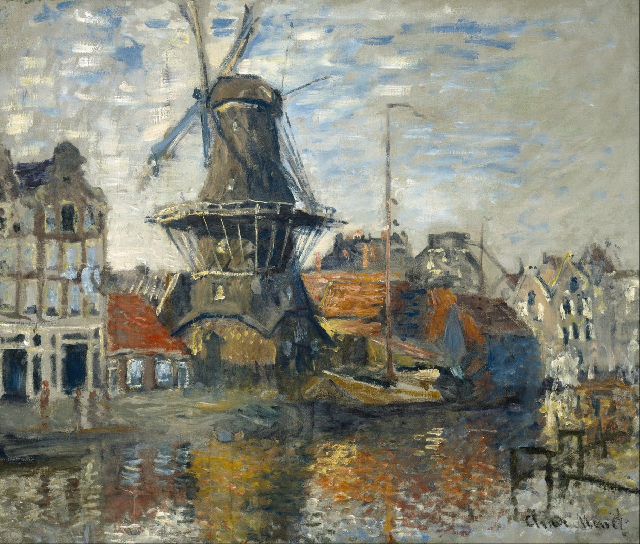 O Moinho do Canal Onbekende, Amesterdão de Claude Monet