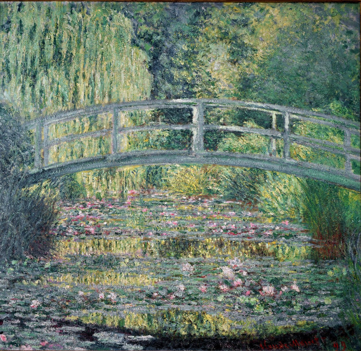 A ponte pedonal e a piscina de nenúfares de Claude Monet