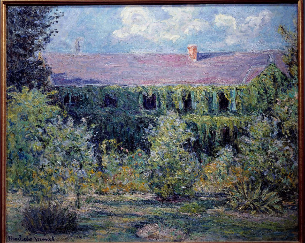 A casa do pintor Claude Monet tem Giverny Painting de Blanche Hosche (1865-1947) do século XIX. Vernon, Musee Poulain Atenção! A utilização desta obra pode ser sujeita a um pedido de autorização de terceiros ou a taxas adicionais de Claude Monet