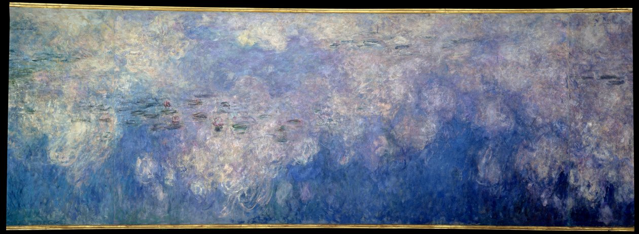 As ninfeias; as nuvens. A parte central do tríptico pintado em Giverny. Pintura de Claude Monet (1840-1926) de Claude Monet