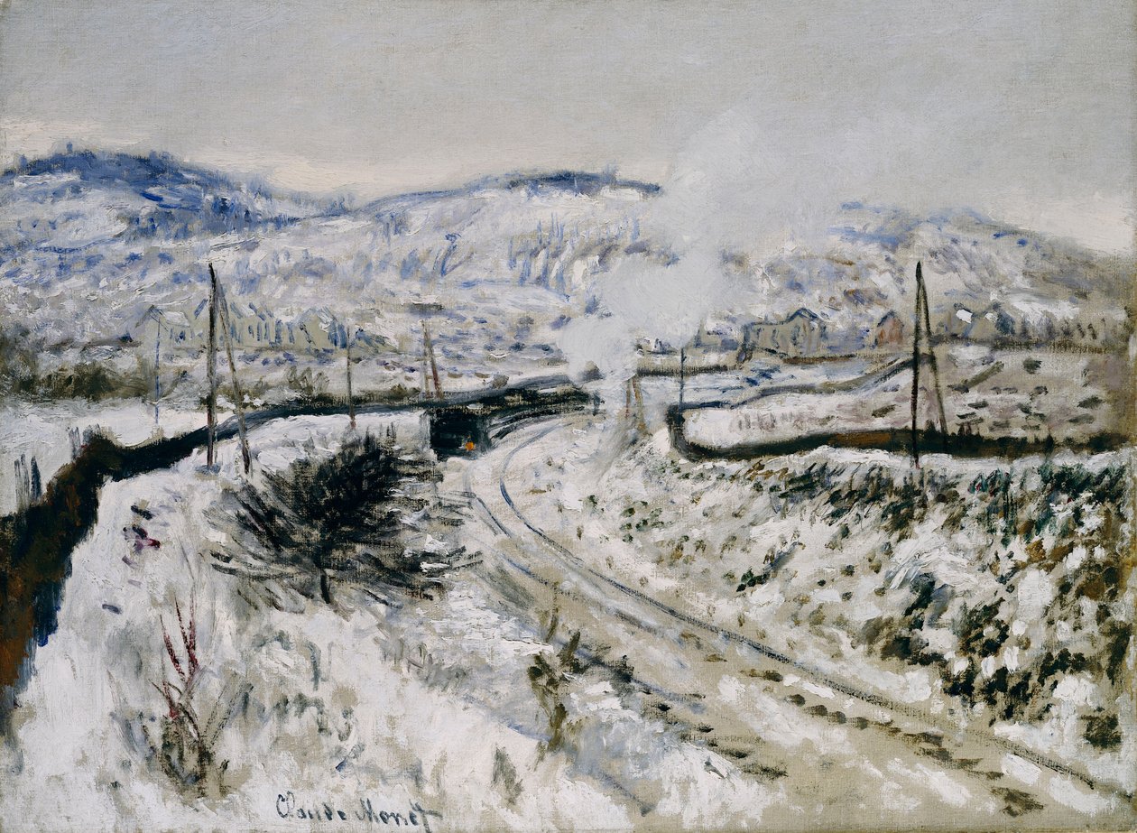 Treine na neve em Argenteuil de Claude Monet