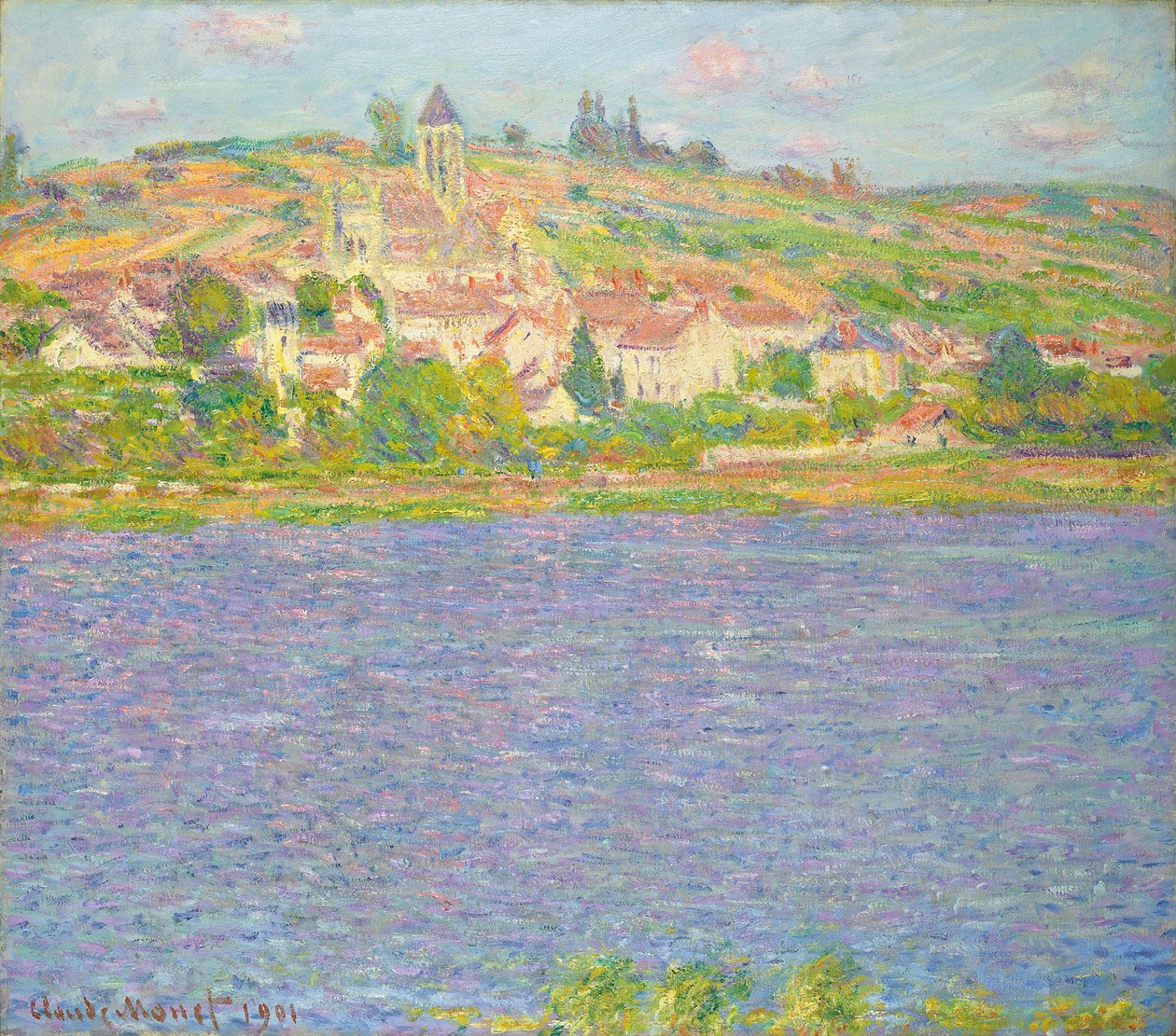 Vetheuil no sol; Vetheuil, effet de Soleil, 1901 de Claude Monet