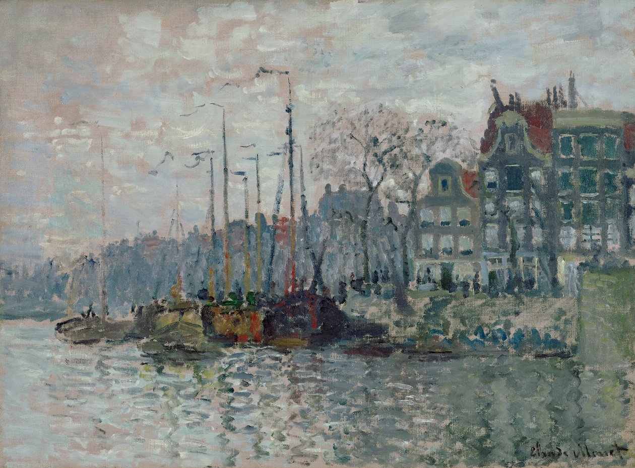 Vista do Prins Hendrikkade e do Kromme Waal em Amsterdã, 1874 de Claude Monet