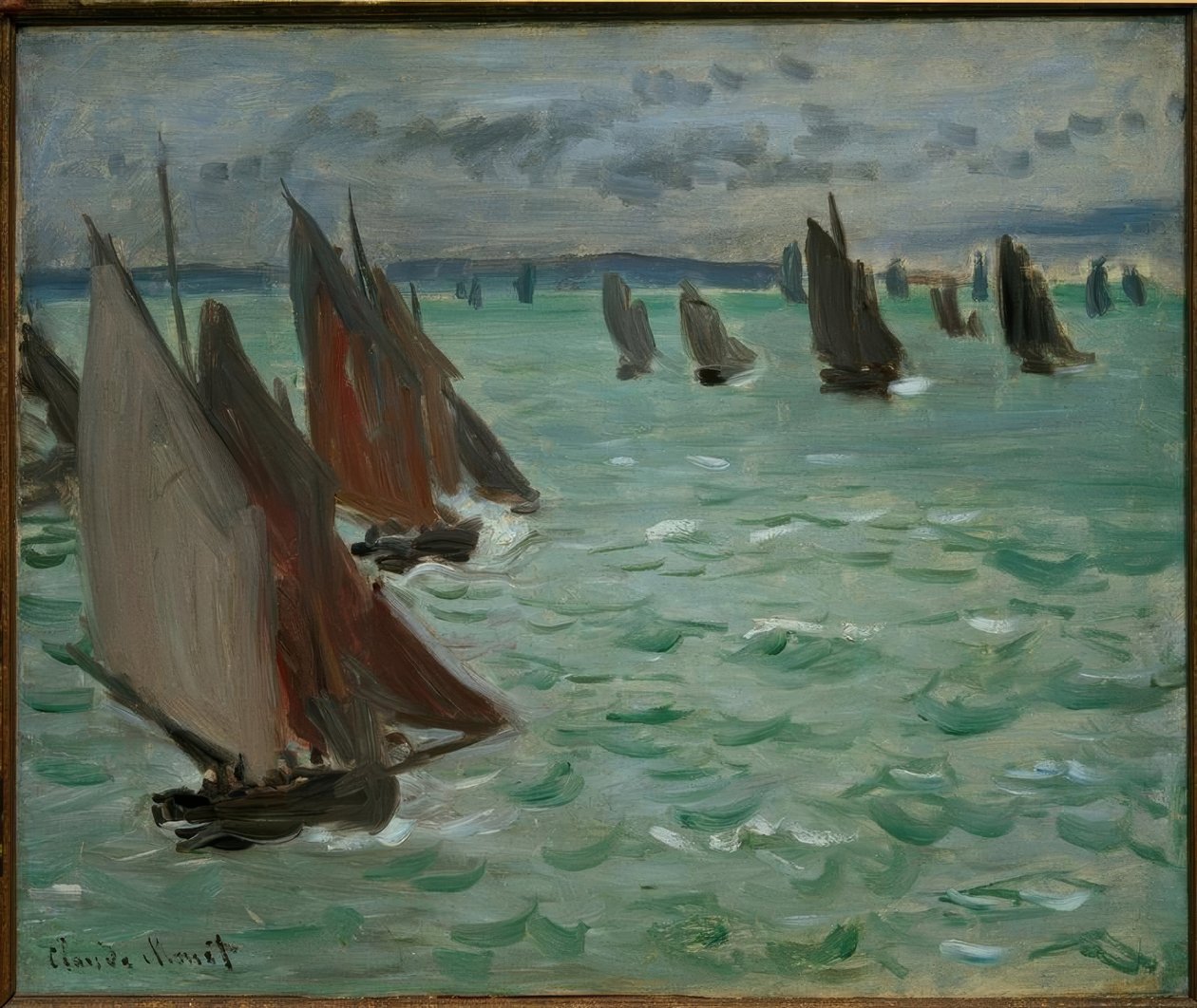 Voillers no mar de Claude Monet