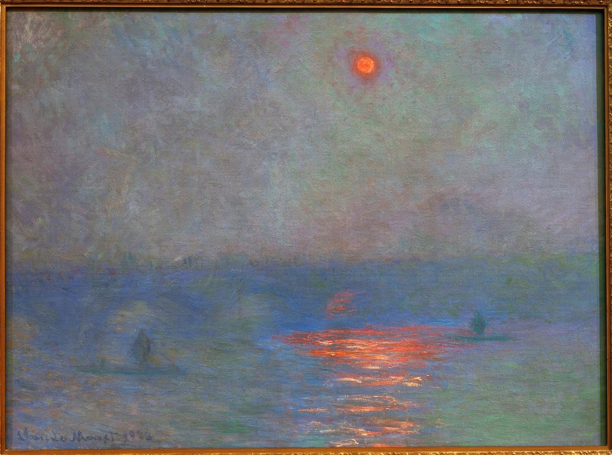 Ponte de Waterloo, sol no nevoeiro (Sonne im Nebel) de Claude Monet