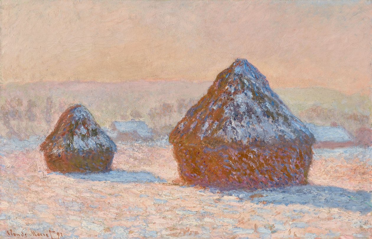 Montes de trigo, efeito de neve, manhã (Meules, Effet de Neige, Le Matin) de Claude Monet