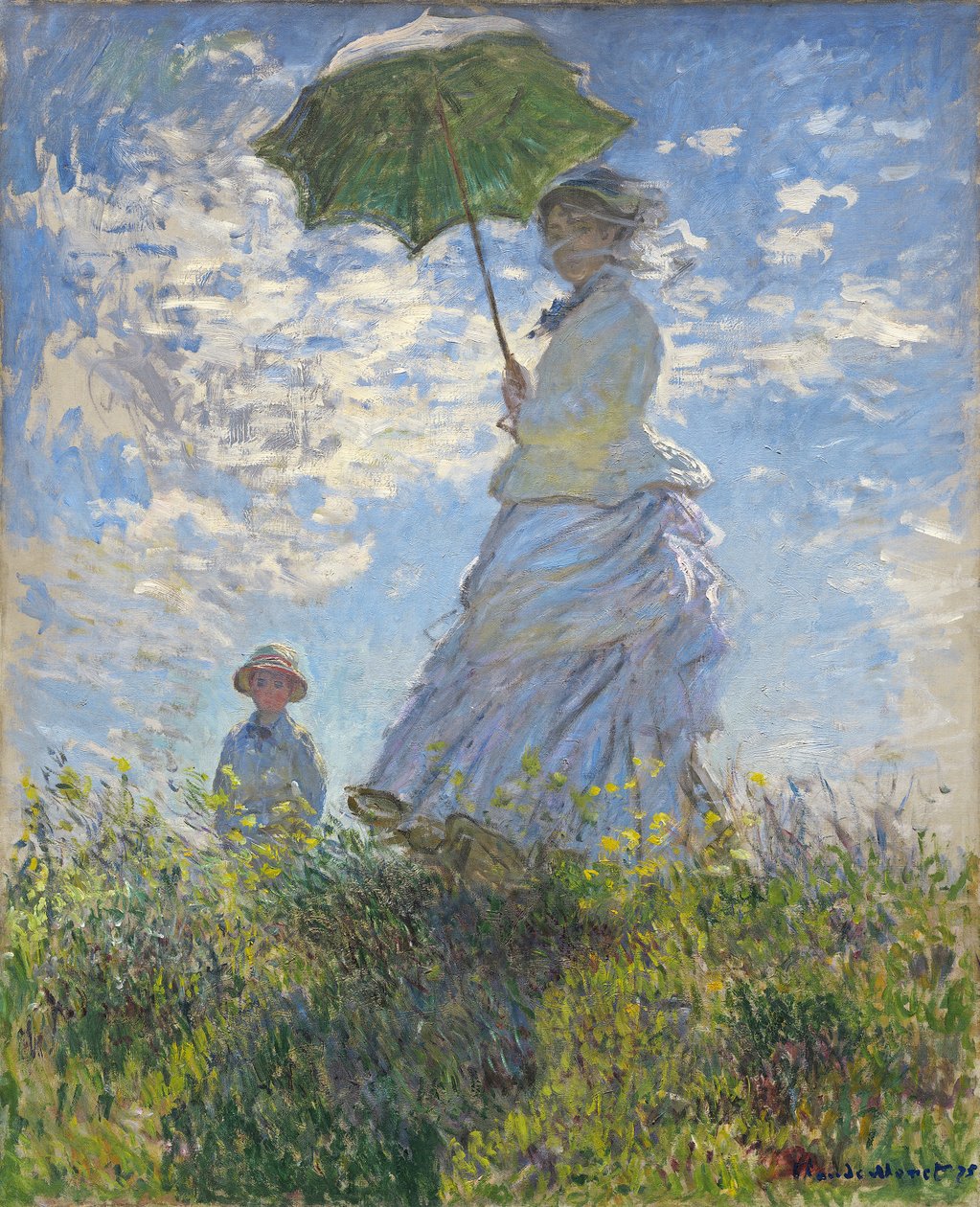 Mulher com guarda-sol - Madame Monet e seu filho de Claude Monet
