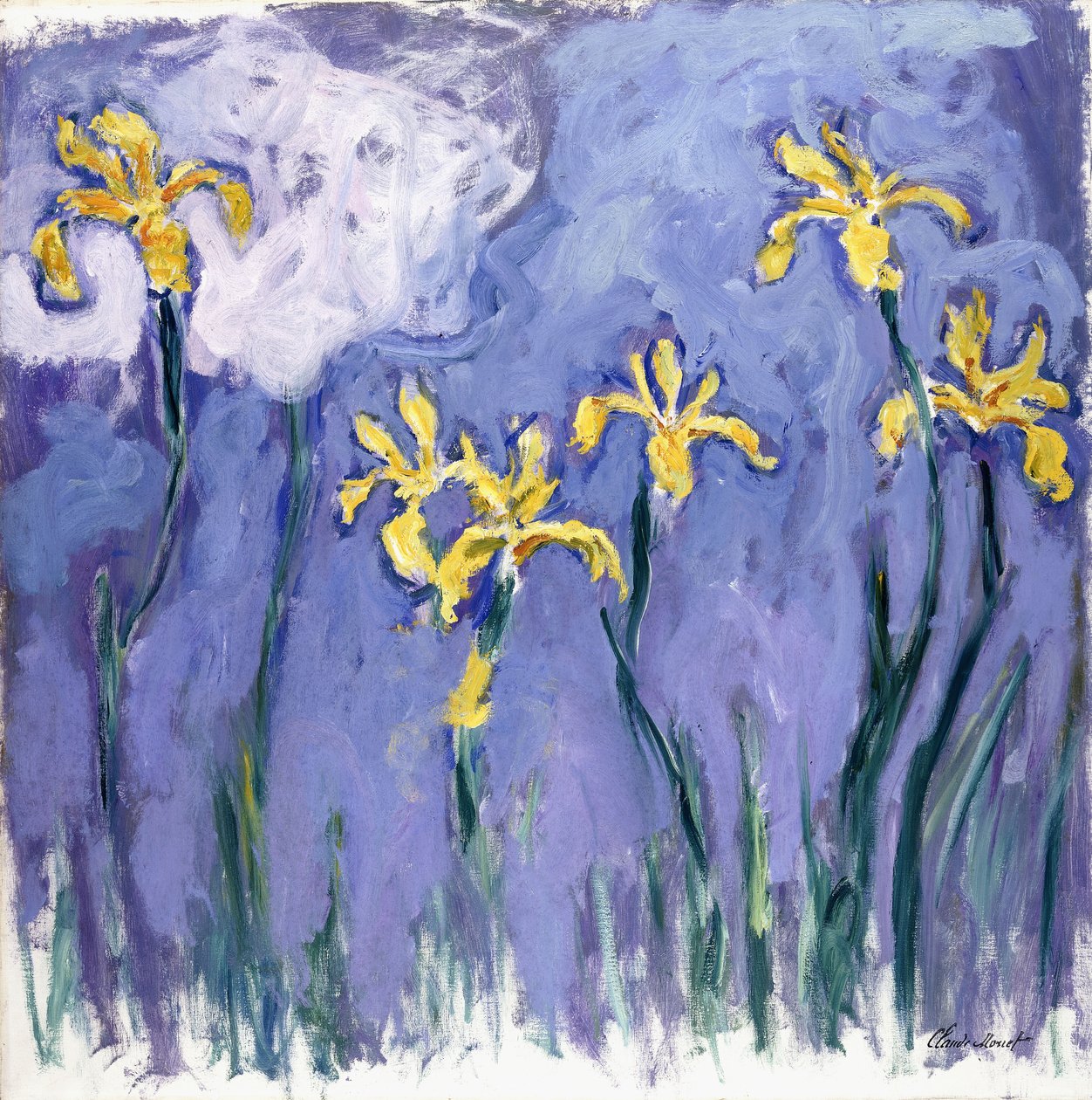 Íris amarela com nuvem rosa, c.1918 de Claude Monet