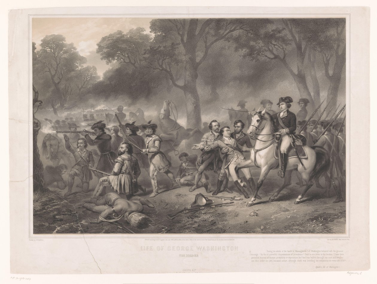 George Washington na Batalha de Monongahela
Vida de George Washington, o soldado (título sobre o objecto) de Claude Régnier
