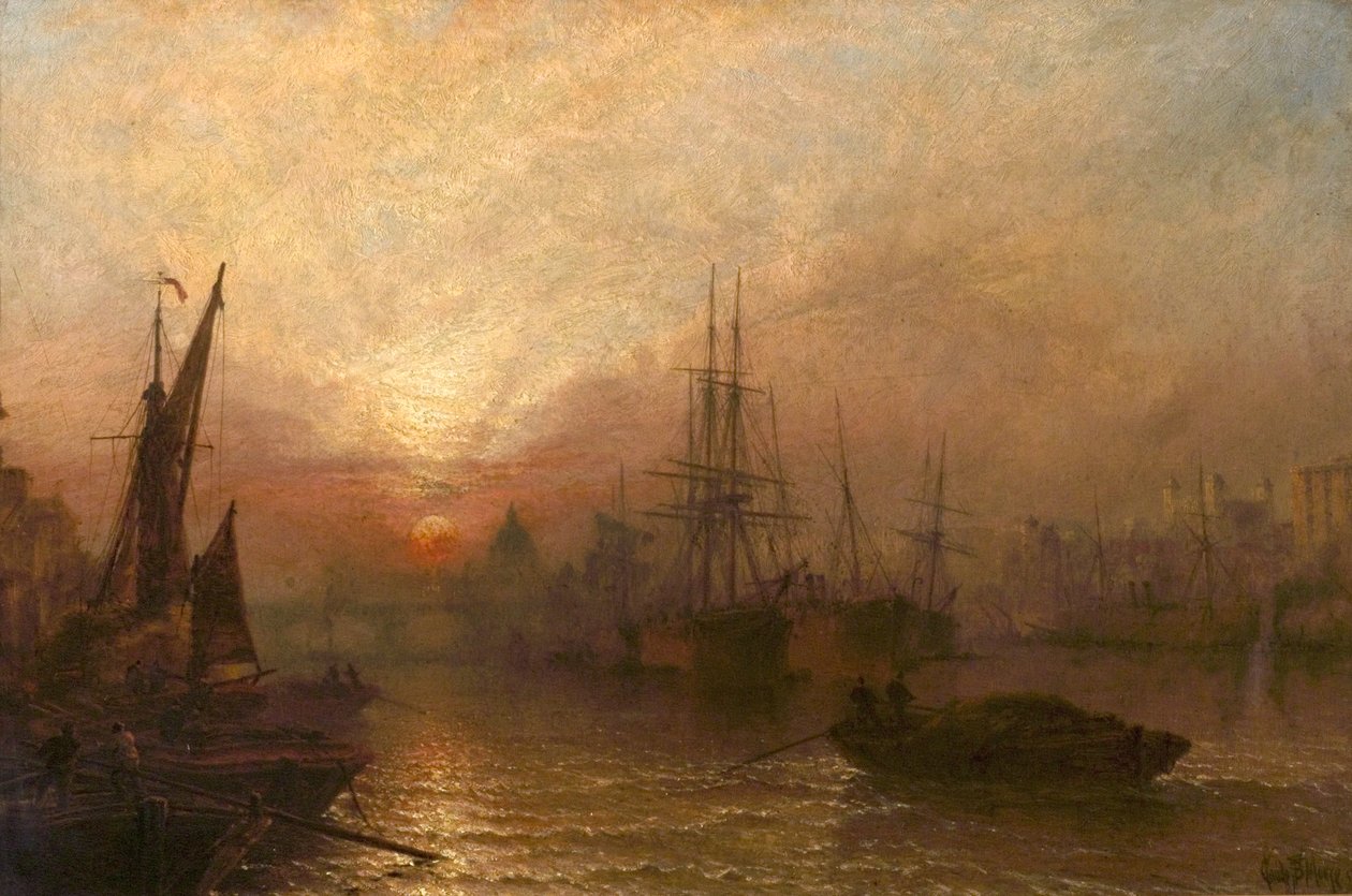The Pool of the Thames, sobre a Estrada Silenciosa de Londres, 1890 de Claude T. Stanfield Moore