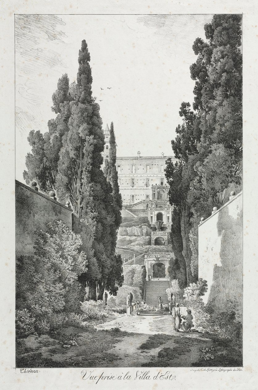 Vista na Villa dEste, Tivoli, 1817. de Claude Thienon