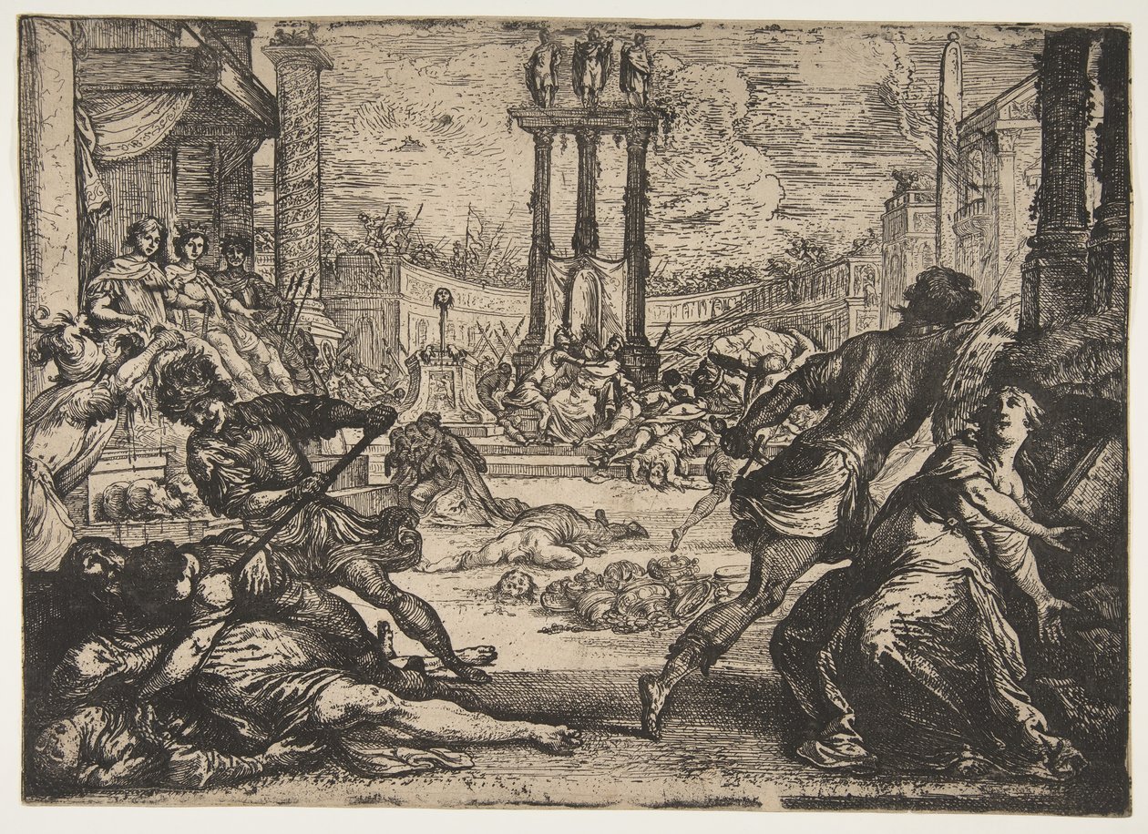 Um Massacre do Triunvirato, ca. 1624 de Claude Vignon