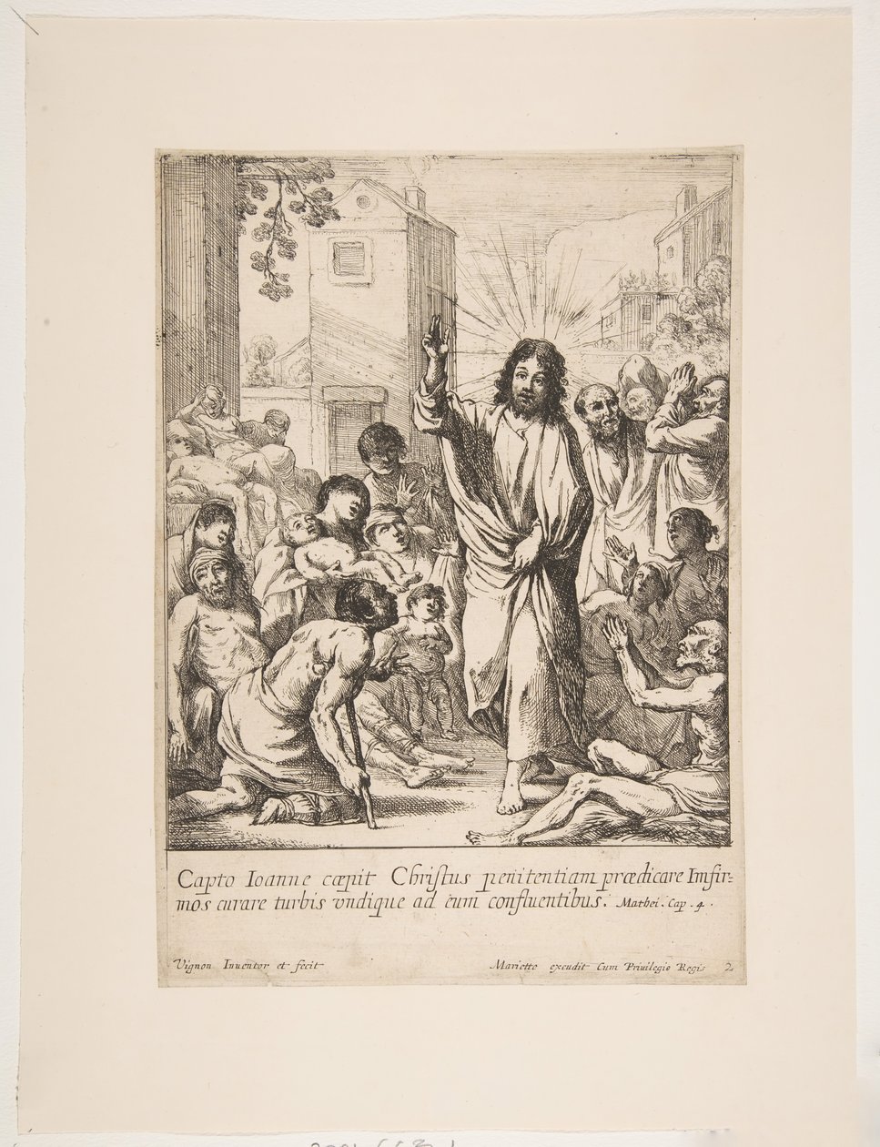 Cura dos enfermos Jesus Cristo cura muitas pessoas doentes na Galiléia. de Claude Vignon