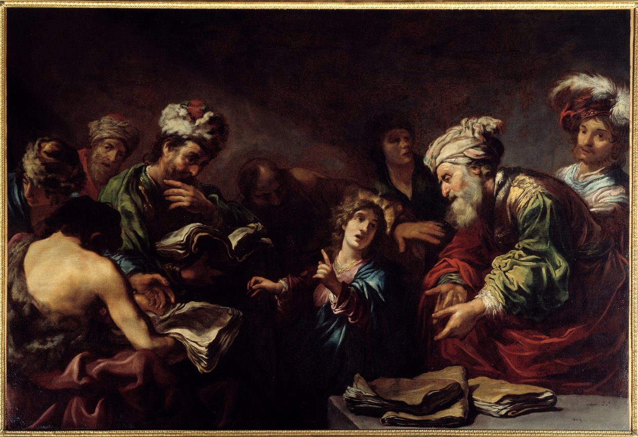 Jesus entre os médicos. Pintura de Claude Vignon (1593-1670) de Claude Vignon