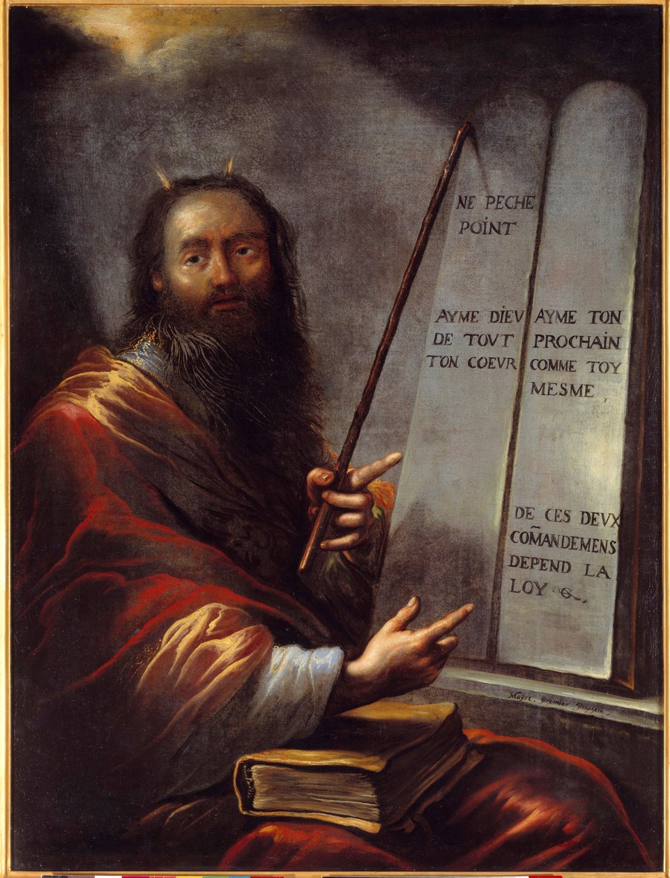Moisés e as Távolas da Lei Pintura de Claude Vignon (1593-1670) Sol do século XVII. 1,29x0,9 m Rouen, Musee des Beaux Arts de Claude Vignon