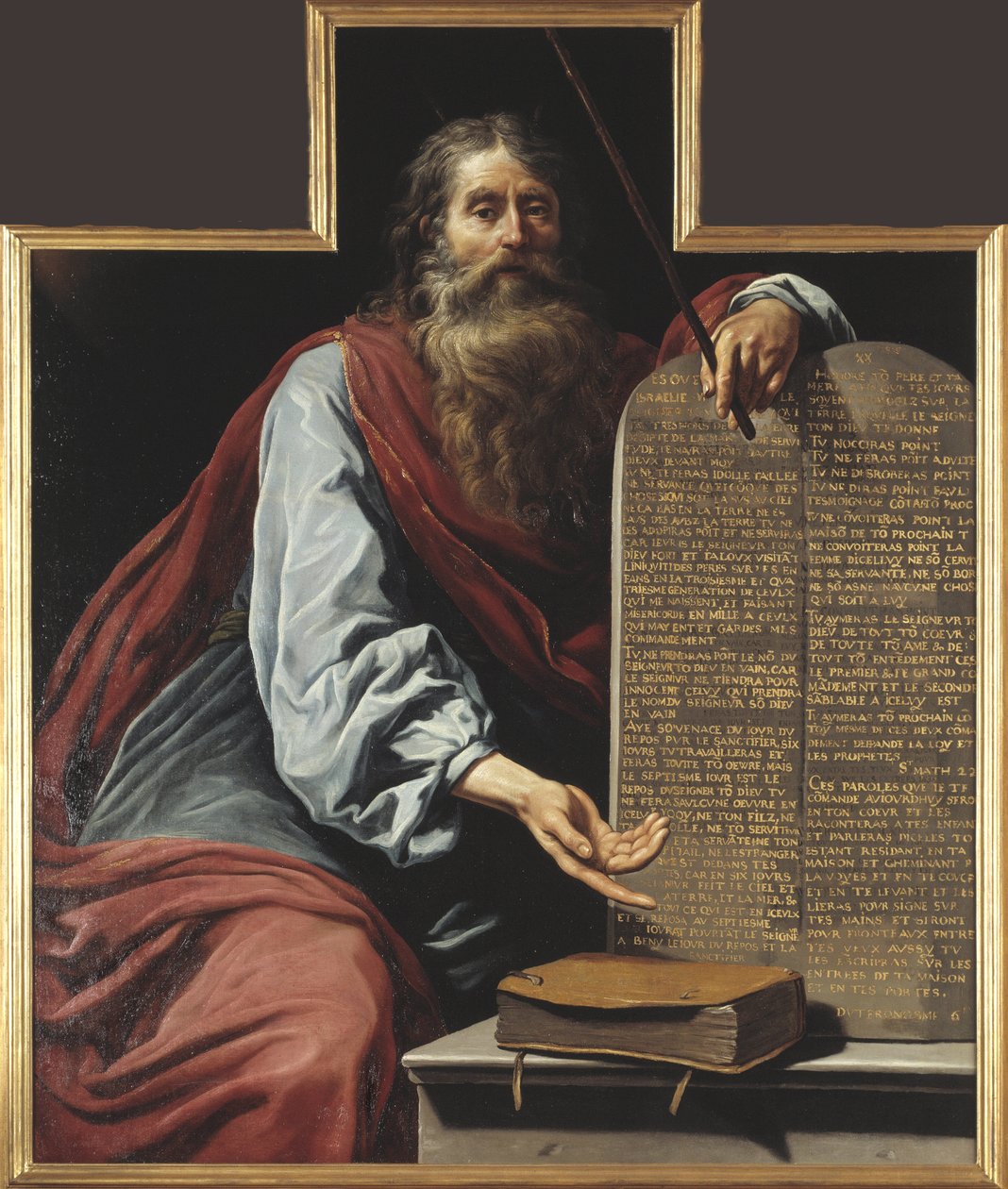 Moise et les dix commandements - Moses with the Ten Commandments, de Vignon, Claude (1593-1670). Óleo sobre tela. Dimensão : 160x131,5 cm. Nationalmuseum Stockholm de Claude Vignon