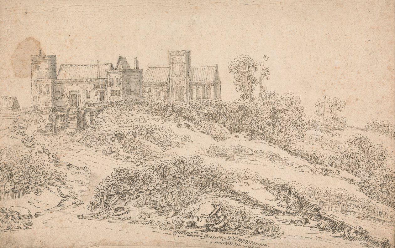 Uma casa senhorial e igreja Tudor de Claude de Jongh