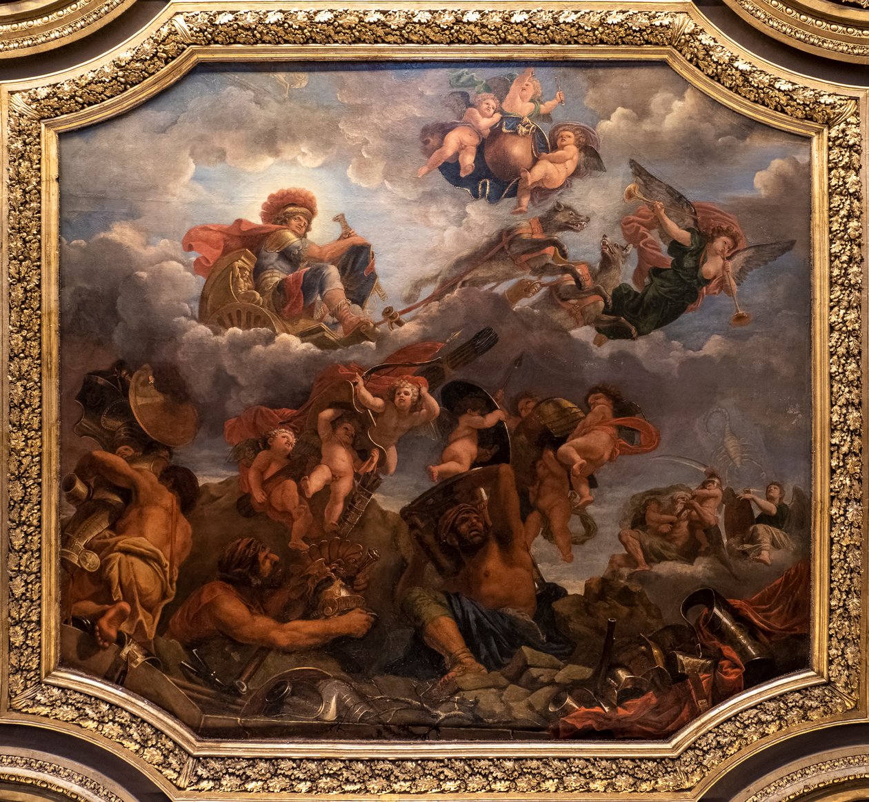 Marte na sua Carruagem Puxada por Lobos de Claude the Younger Audran