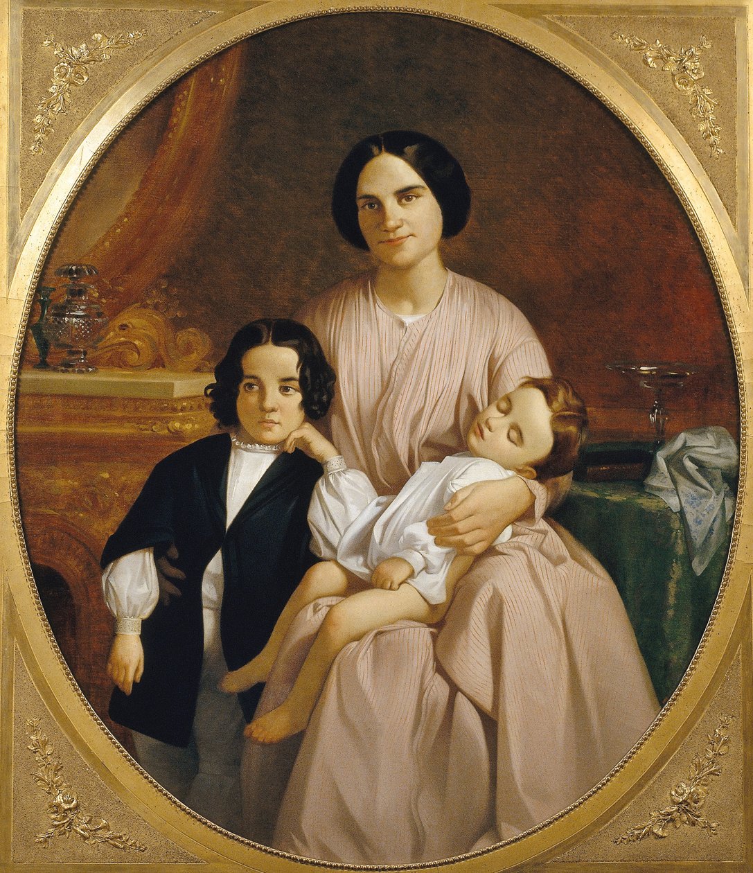 Retrato, de, a, pintores, esposa, e, crianças de Claudi Lorenzale
