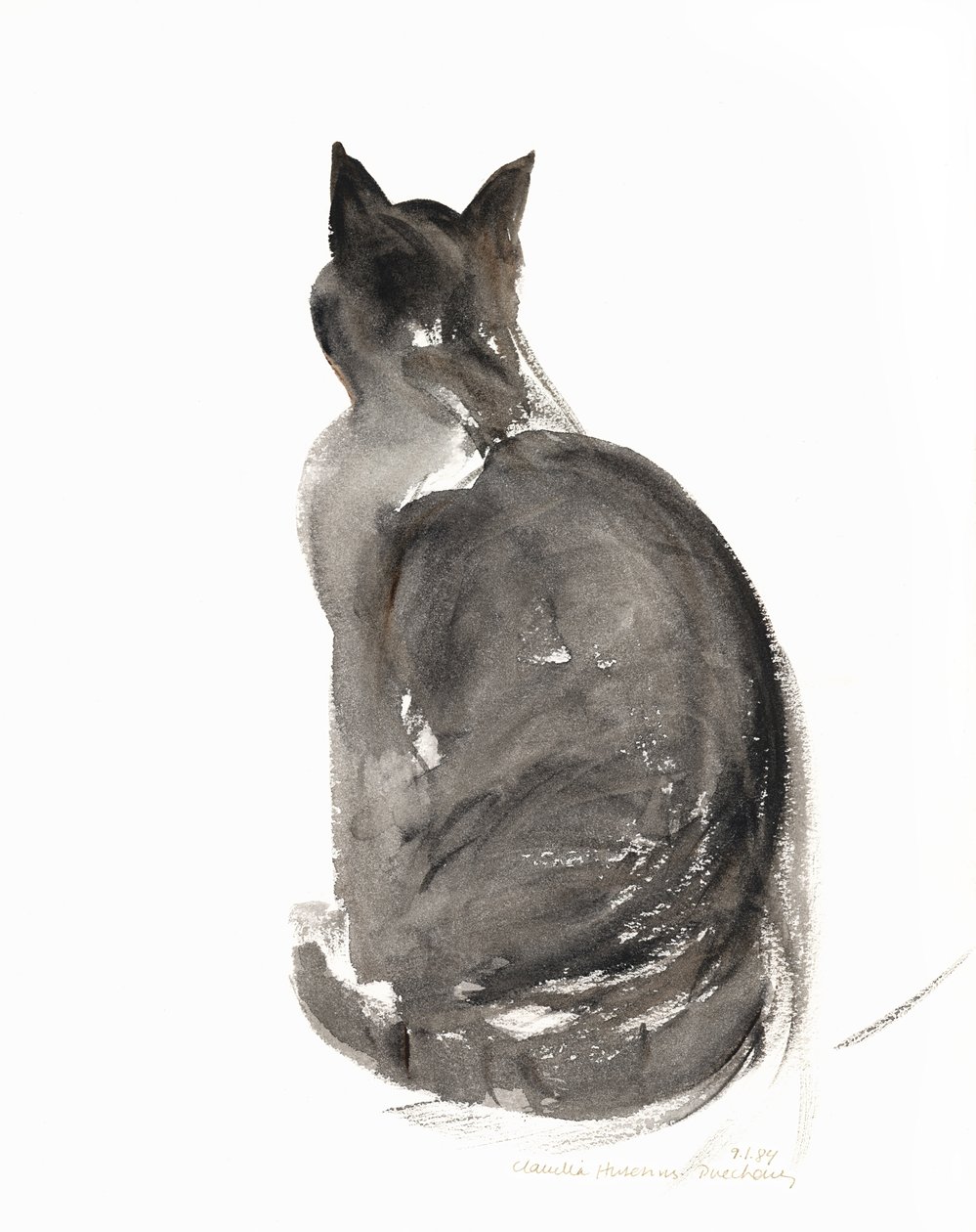 Gato, 1985 (aquarela) de Claudia Hutchins Puechavy