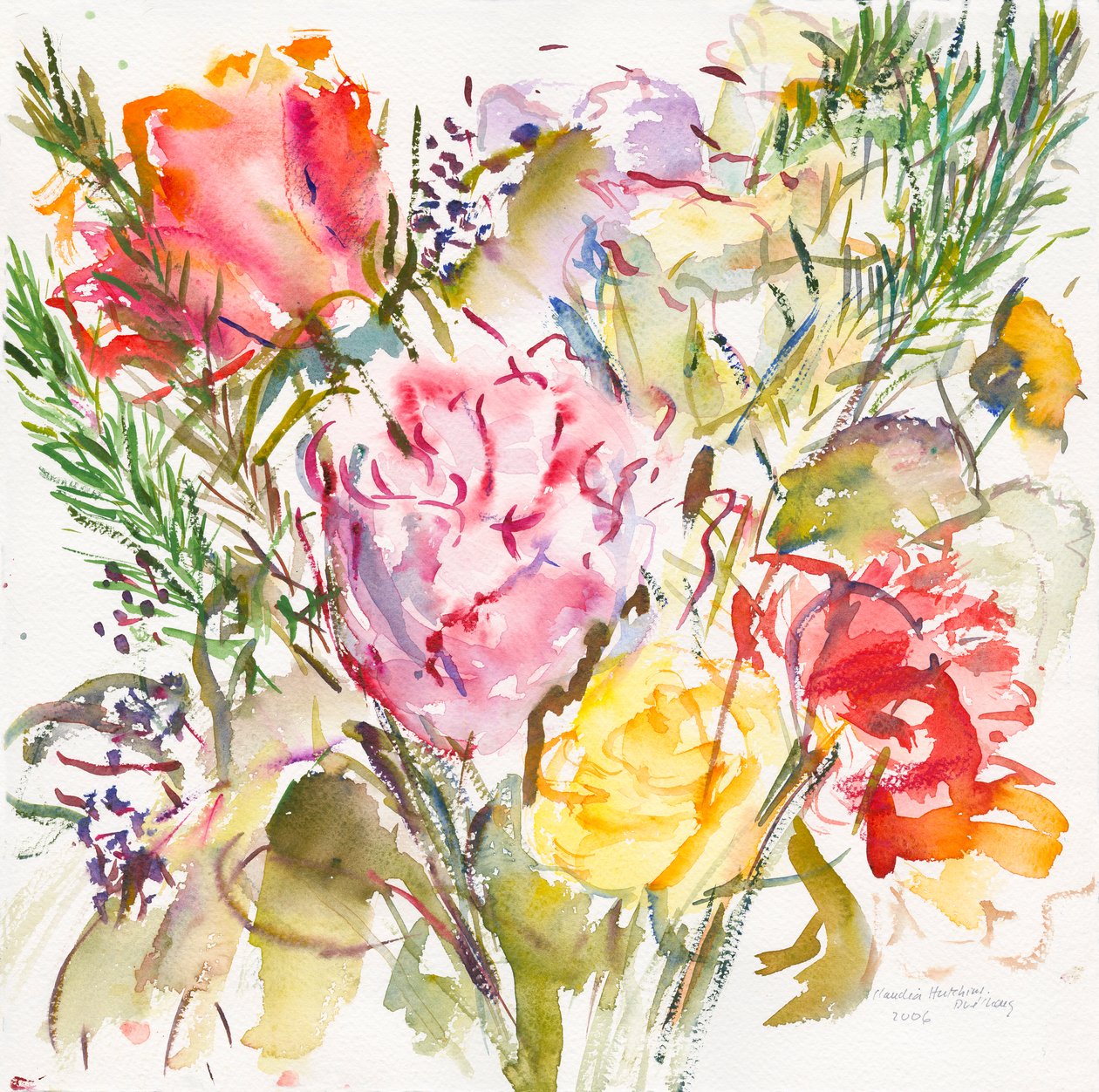 Rose Bouquet, 2006, (aguarela sobre papel) de Claudia Hutchins Puechavy