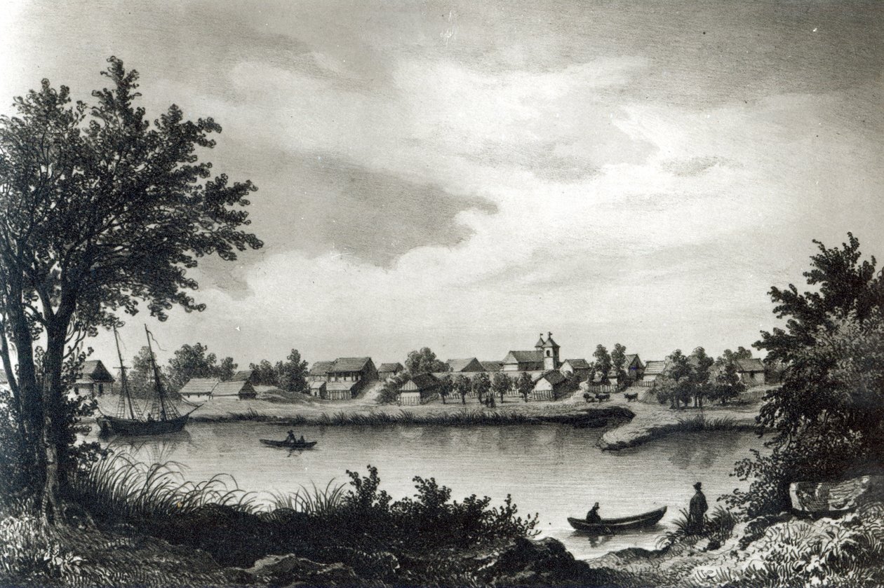 Valdivia, de &39;A História do Chile&39;, gravada por H. Wander-Burch, 1836 de Claudio Gay