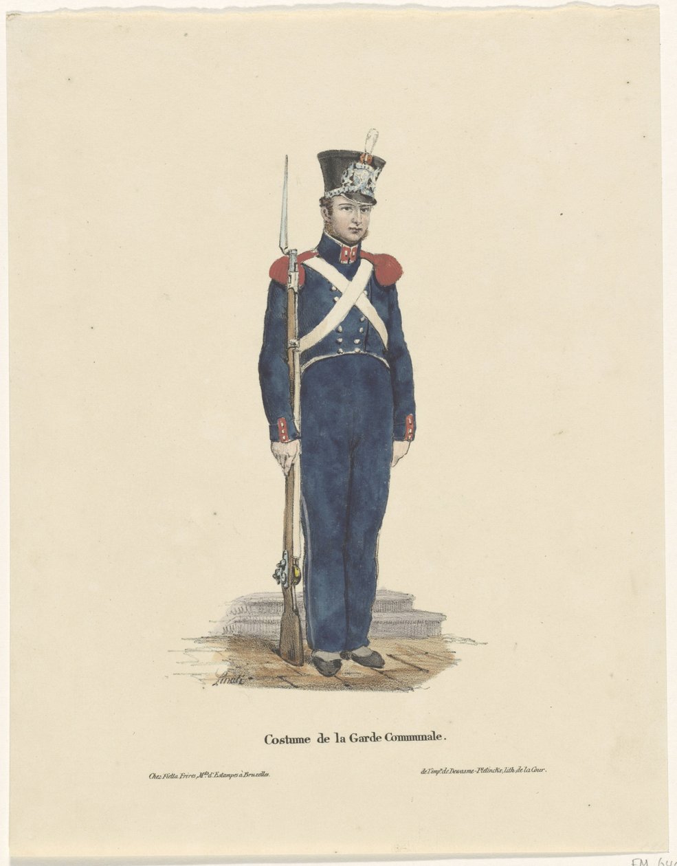 arqueiro belga, 1830 Costume de la Garde Communale (título no objeto) de Claudio Linati