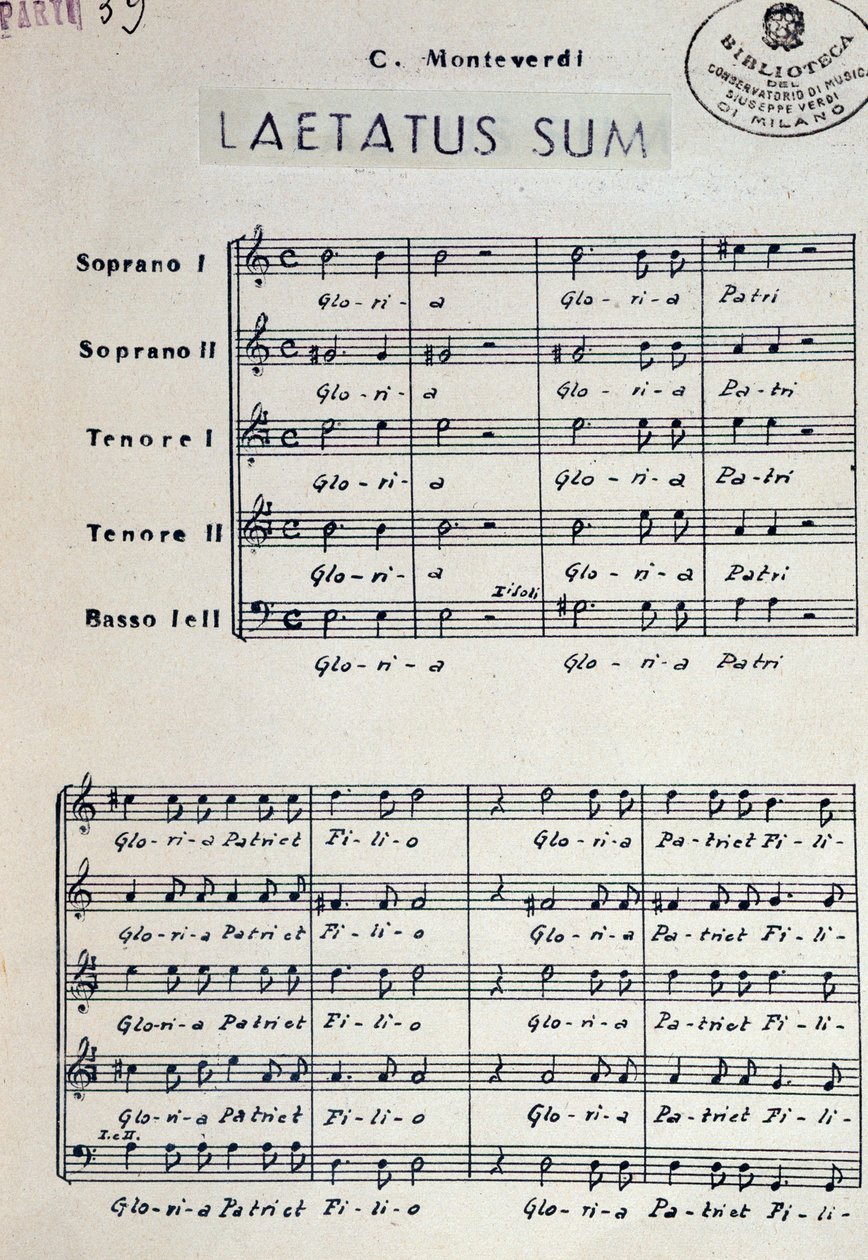 Partitura musical de Dixit dominus de Monteverdi de Claudio Monteverdi