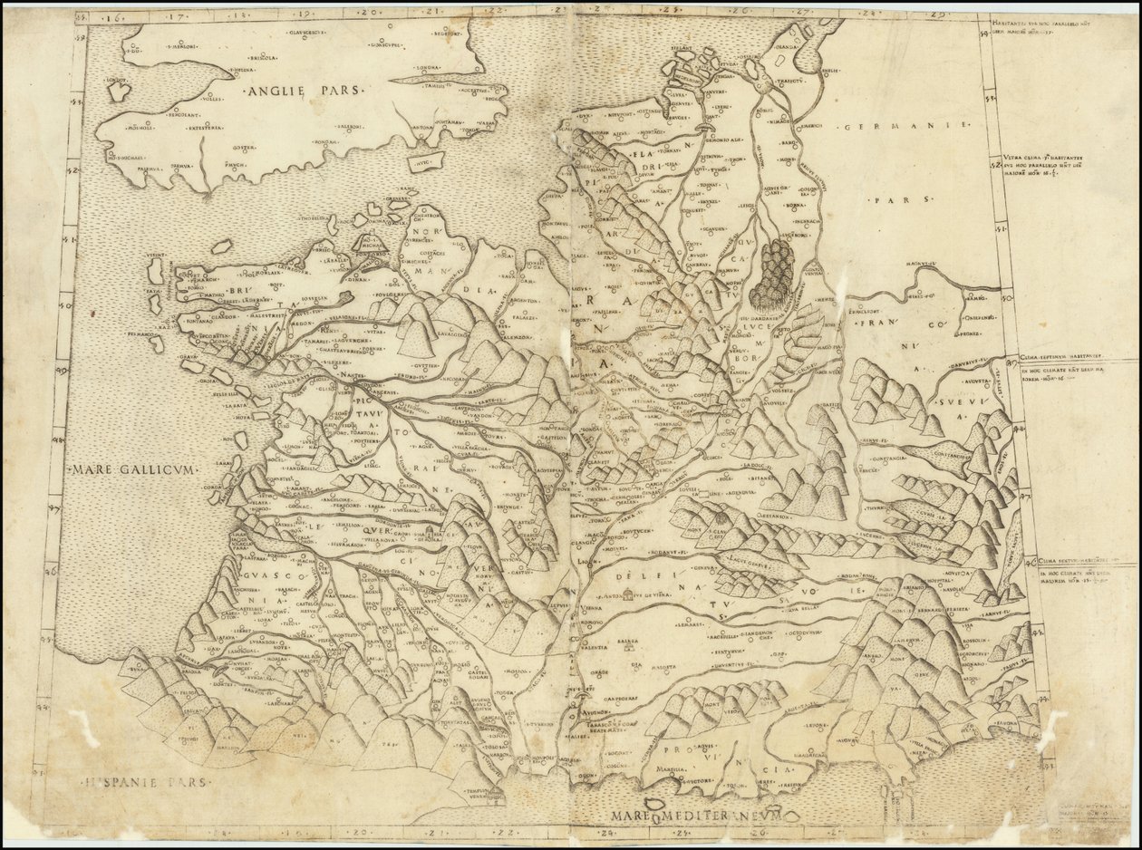 Mapa ptolemaico de França de 1507 de Claudius Ptolemy