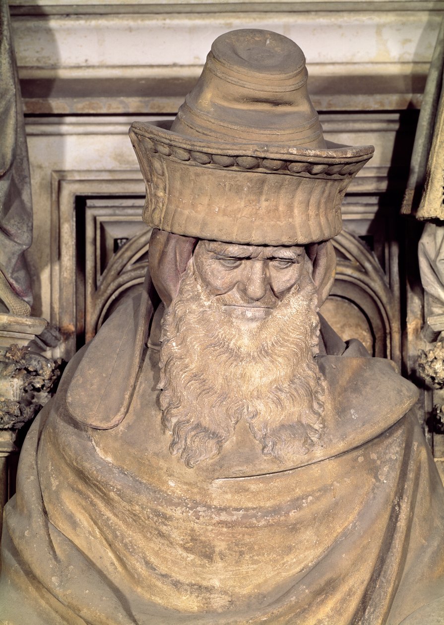 Zacarias, detalhe do pedestal hexagonal do Poço de Moisés, 1395-1404 de Claus and Malouel, Jean Sluter