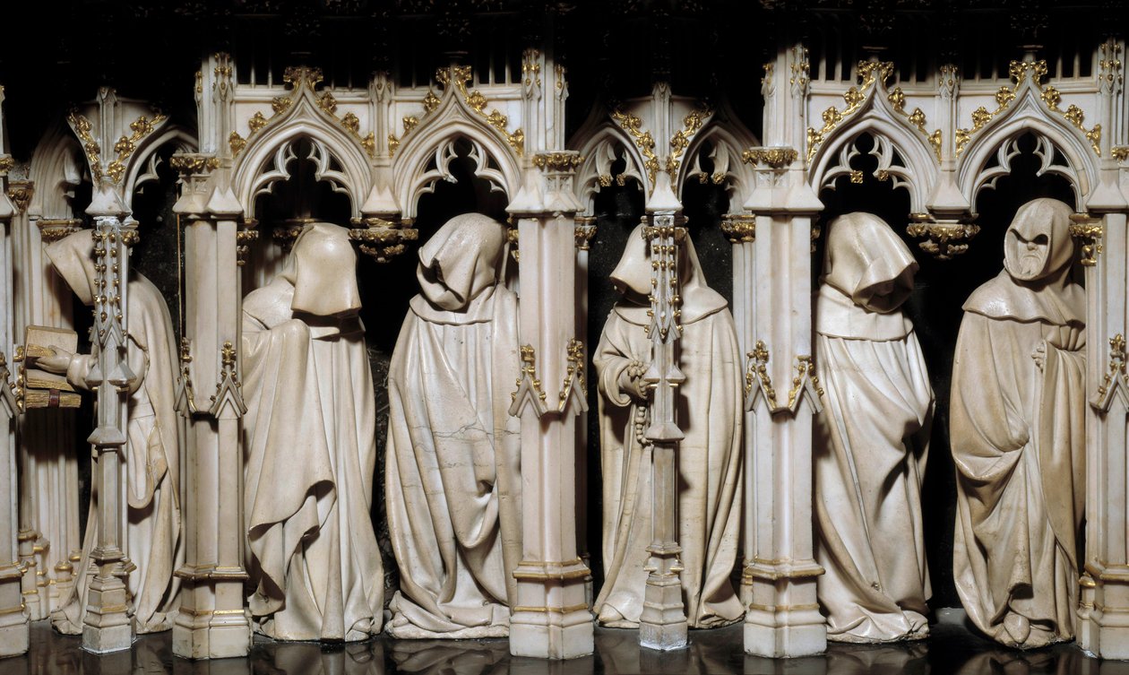 Os penitentes do túmulo de Filipe o Hardi (1342-1404) Escultura de Claus Sluter (1350-1406) século XV. Dijon, Museu de Belas Artes de Claus Sluter