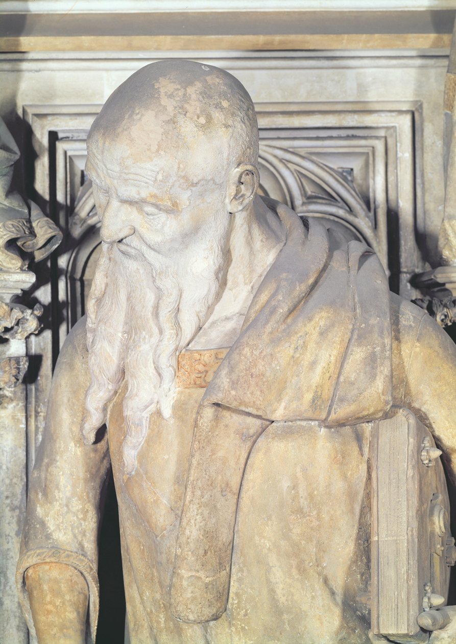 O Poço de Moisés, detalhe de Isaías do pedestal hexagonal, pedra 1395-1404 de Claus and Malouel, Jean Sluter