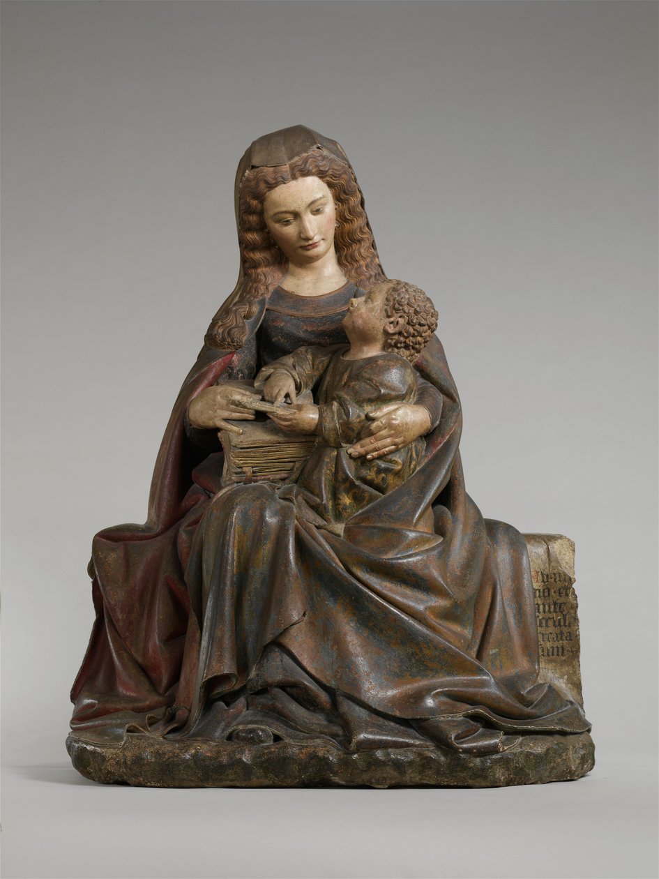 Virgem e Criança, c.1415-17 (calcário com tinta e douradura) de Claus de Werve