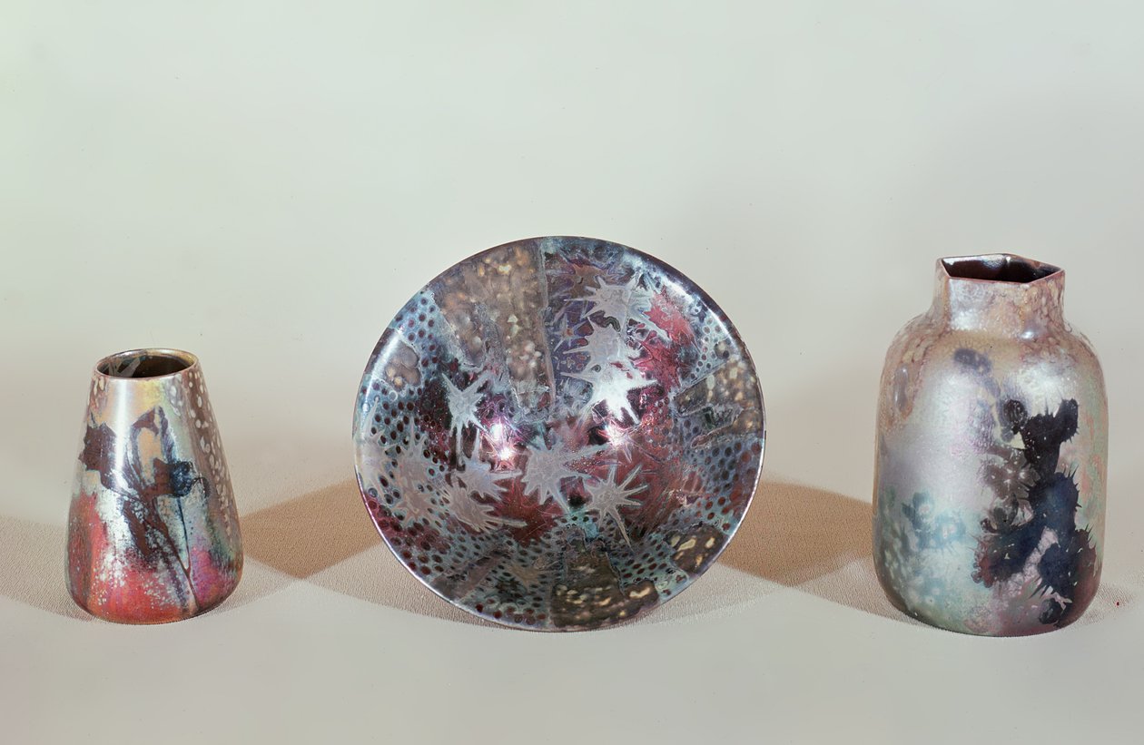 Taça e vasos, c.1890 (brilho) de Clement Massier