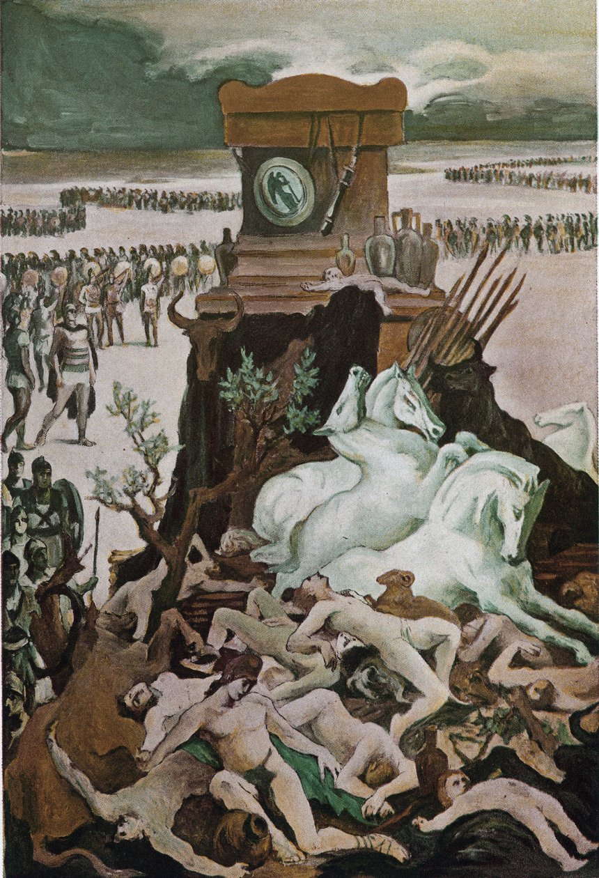 O funeral dos Patrocínios. Ilustração de Clement Gontier (1876-1918) para "A Ilíada" de Homere (Omero). Paris, Henri Laurens de Clement Gontier