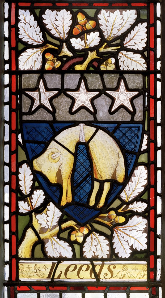 Heráldica de Leeds, 1867-71 (vitral) de Clement James Heaton