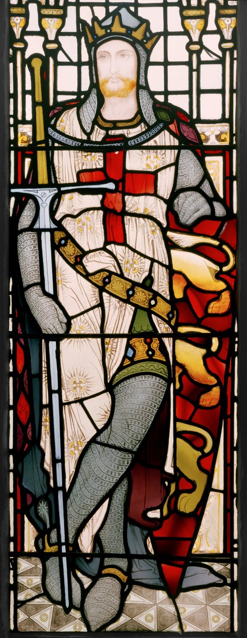 Richard I, detalhe de uma janela no Grande Salão, 1867-71 (vitral) de Clement James Heaton
