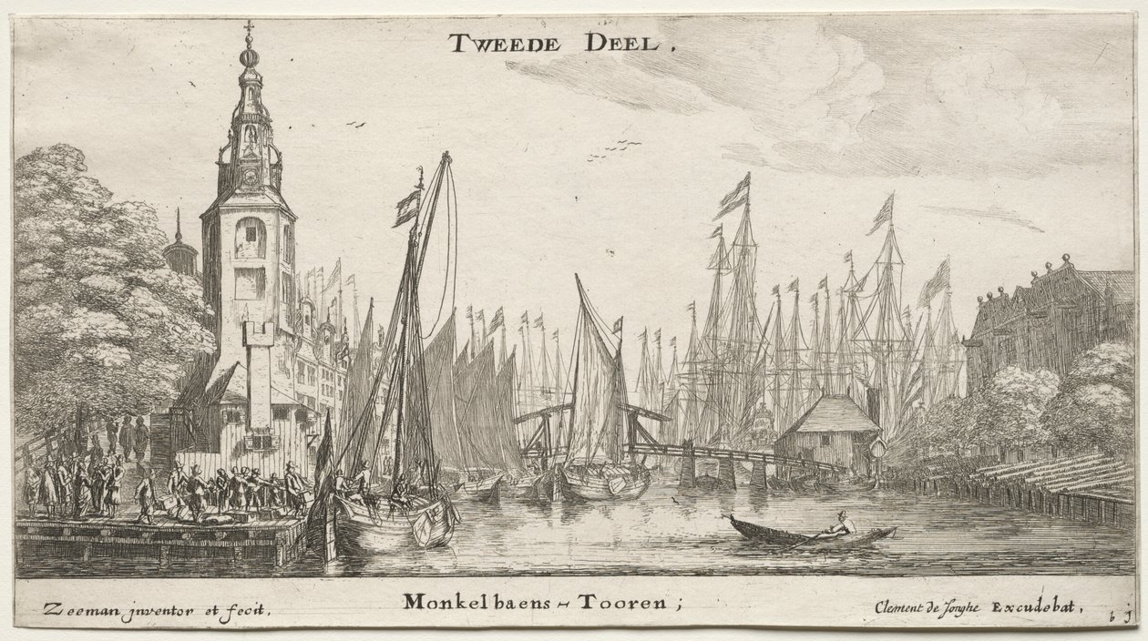 Vários navios e vistas de Amsterdã (Verscheÿde Schepen en Gesichten van Amstelredam), Parte II: Canal perto de Amsterdã e Torre de Monkel de Clement de Jonghe