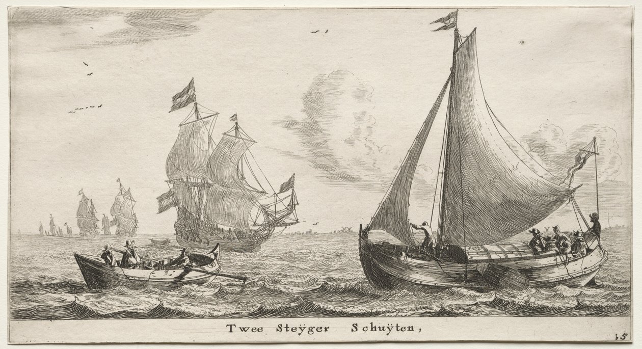 Vários Navios e Vistas de Amsterdã (Verscheÿde Schepen en Gesichten van Amstelredam), Parte II: Dois Pier Boats de Clement de Jonghe