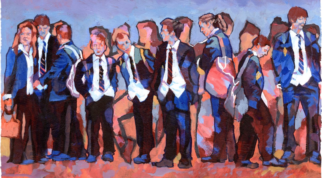 Plataforma, 2007 (acrílico a bordo) de Clive Metcalfe