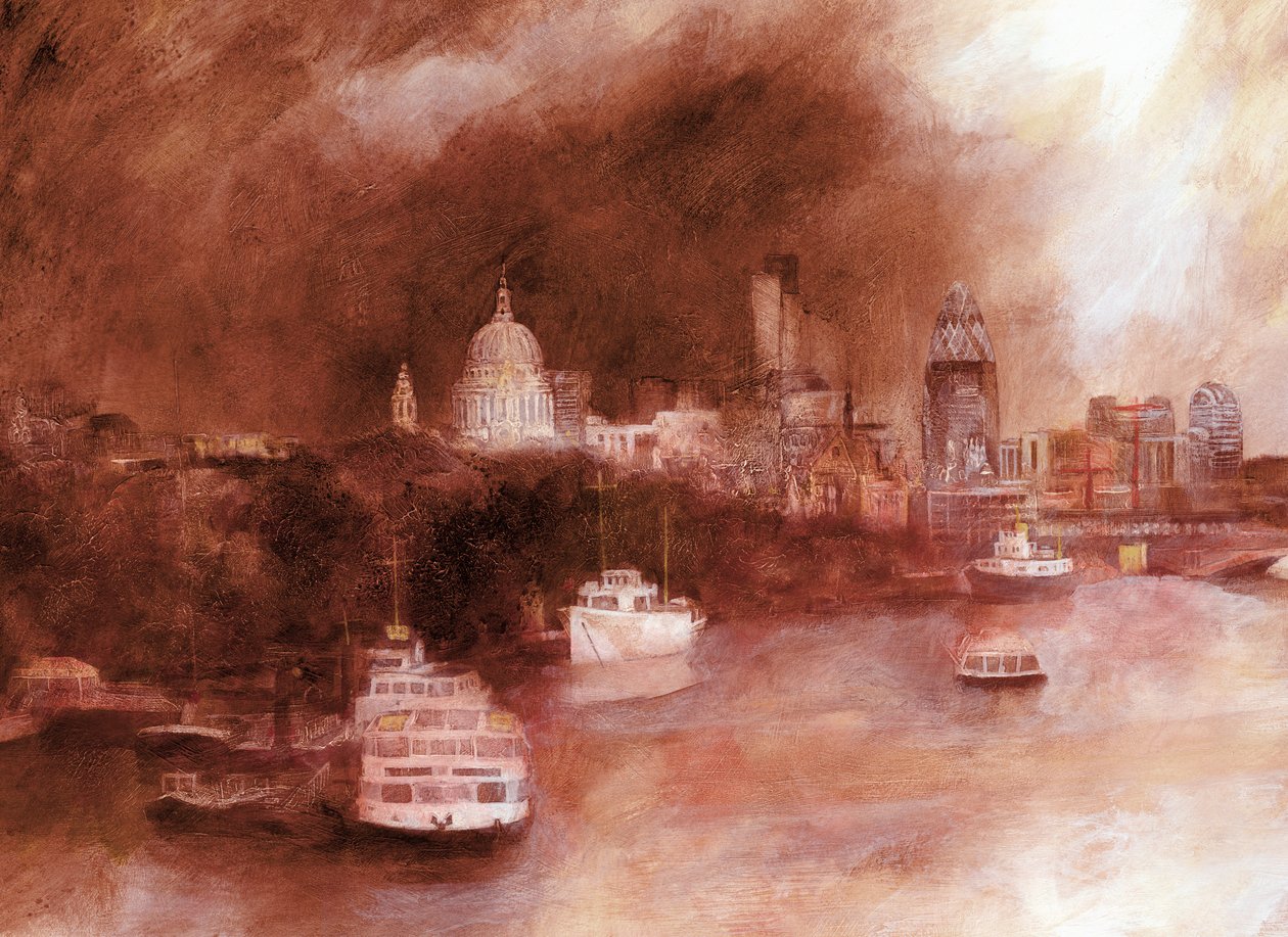 St. Pauls Red, 2007 (acrílico a bordo) de Clive Metcalfe