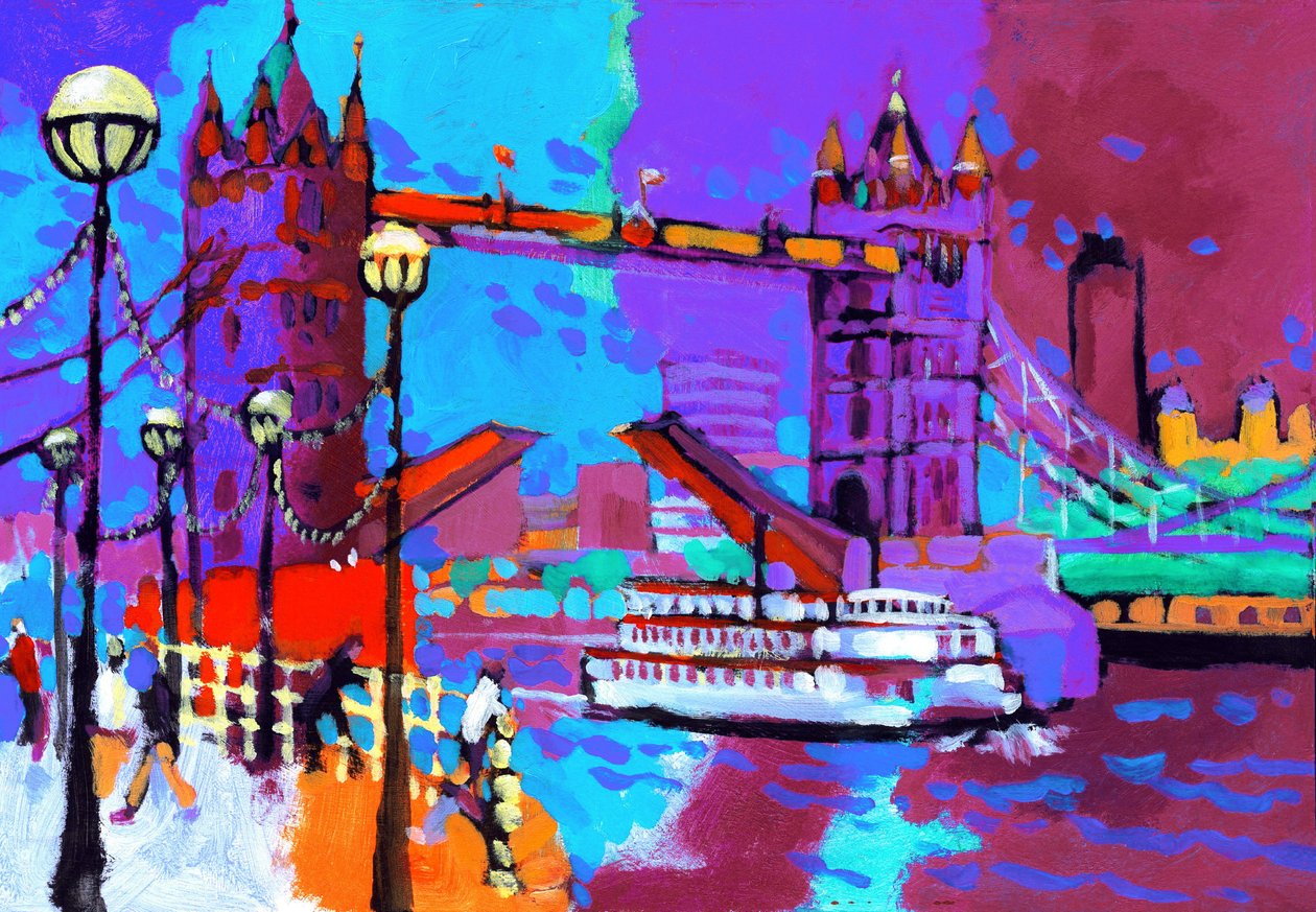 Tower Bridge, 2007 (acrílico a bordo) de Clive Metcalfe